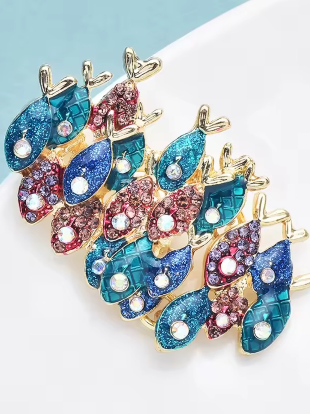 Multicolor Fish Gold Brooch - Picture 7 of 9